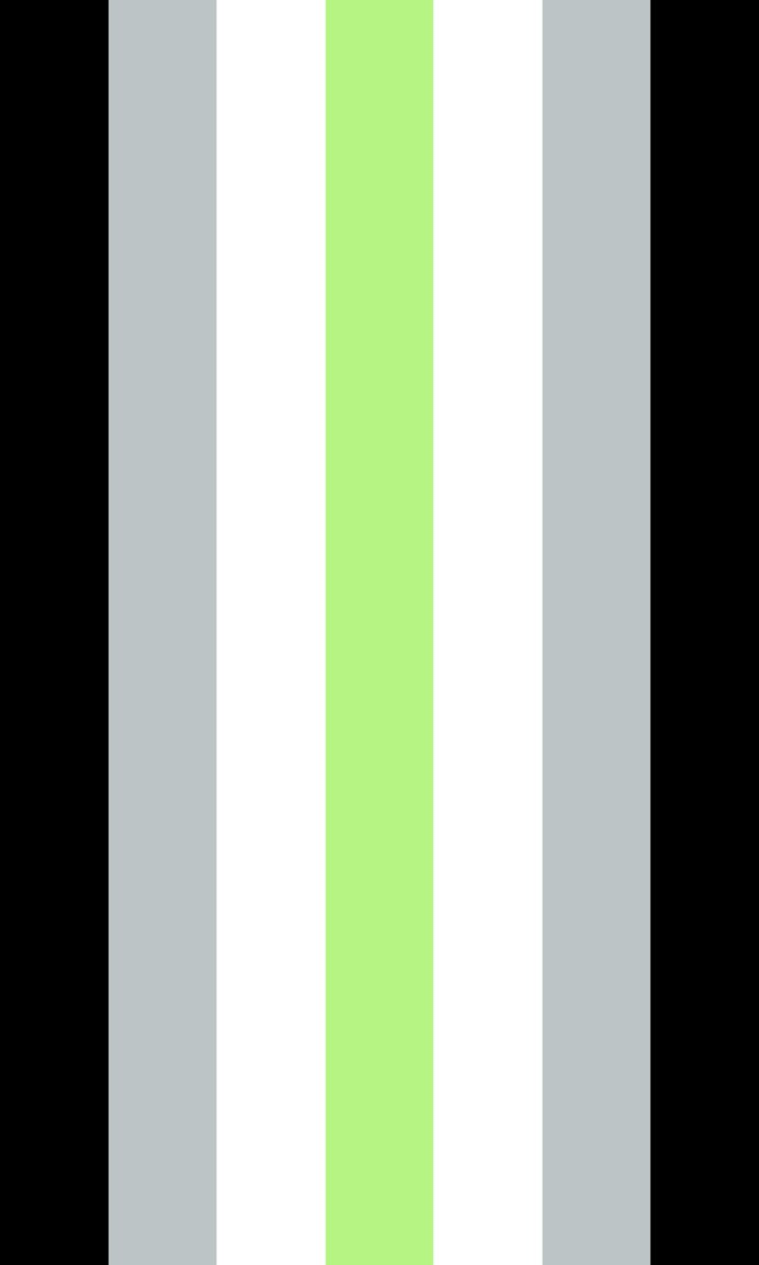 the agender pride flag. seven stripes in black, gray, white, light green, white, gray, and black.